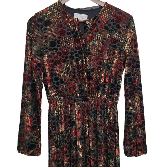 Ego Trippin Multicolor Velvet Maxi Dress Size XXS Long Sleeve Witchy Whimsigoth - Picture 3 of 11